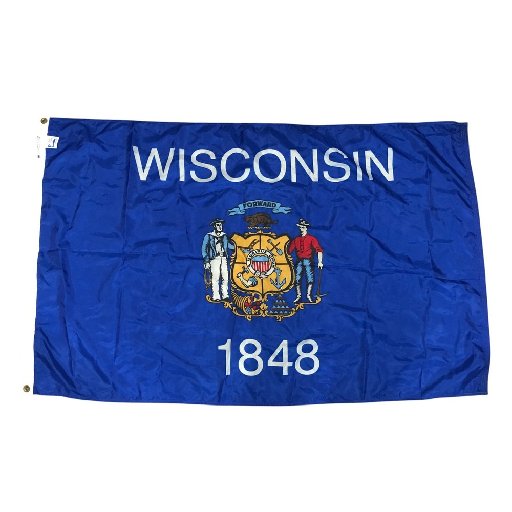 Wisconsin State Flag Made in USA Banner American Pride Home Decor 60"x 36"‎ WI